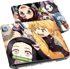 Toyuma Leather Wallet for Teen Boys Kids Purse Credit ID Card Cute Cartoon Kawaii Anime Cool Aesthetic Slim Bifold Small Coin Purses for Youth Men Minimalist Wallet, Two Girls