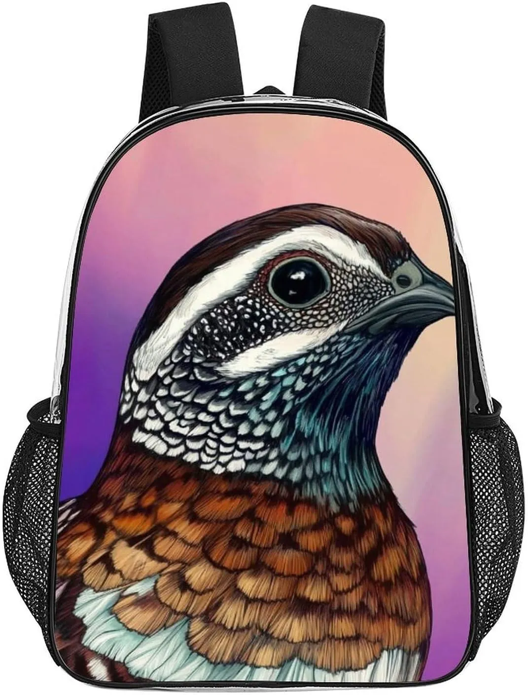 Transparent Daypack Bookbag for Gym Business Bicycle - Large Capacity Multipurpose Anti-Theft Carry On Bag, Bobwhite Quail Bird Travel Hiking Daypack