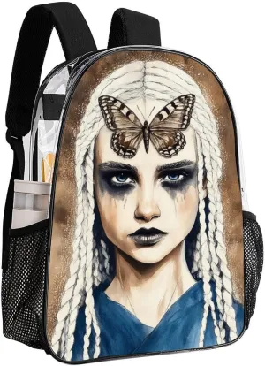 Transparent Daypack for Camping Travel Walking Cycling - Big Capacity Anti-Theft Multipurpose Bookbag, Goth Gotik Gothic woman Eyelash Camping Outdoor Backpack