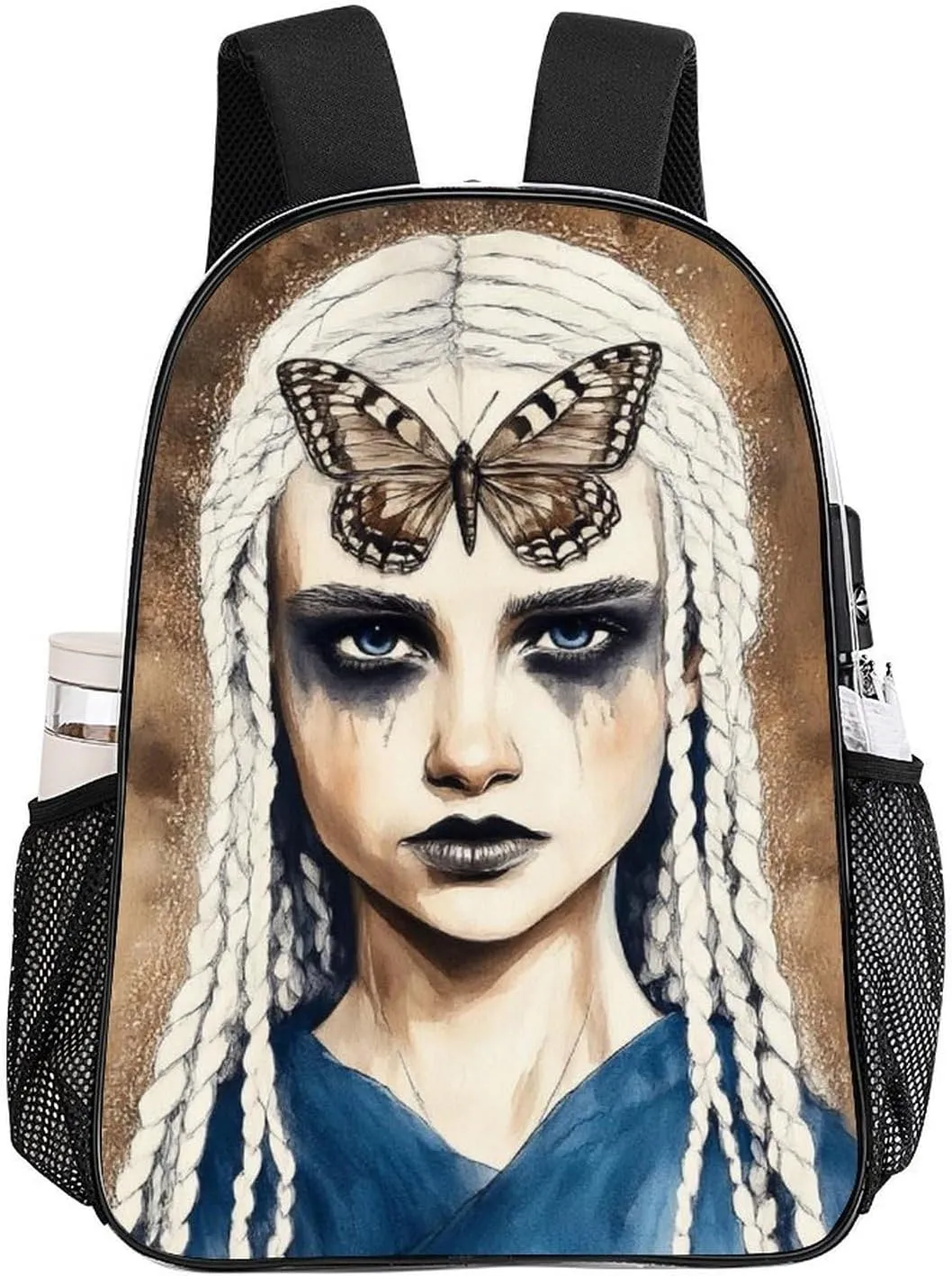 Transparent Daypack for Camping Travel Walking Cycling - Big Capacity Anti-Theft Multipurpose Bookbag, Goth Gotik Gothic woman Eyelash Camping Outdoor Backpack