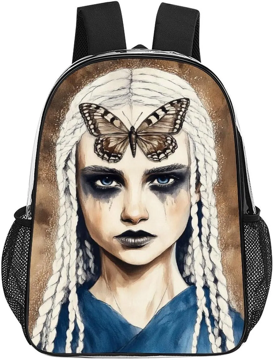 Transparent Daypack for Camping Travel Walking Cycling - Big Capacity Anti-Theft Multipurpose Bookbag, Goth Gotik Gothic woman Eyelash Camping Outdoor Backpack