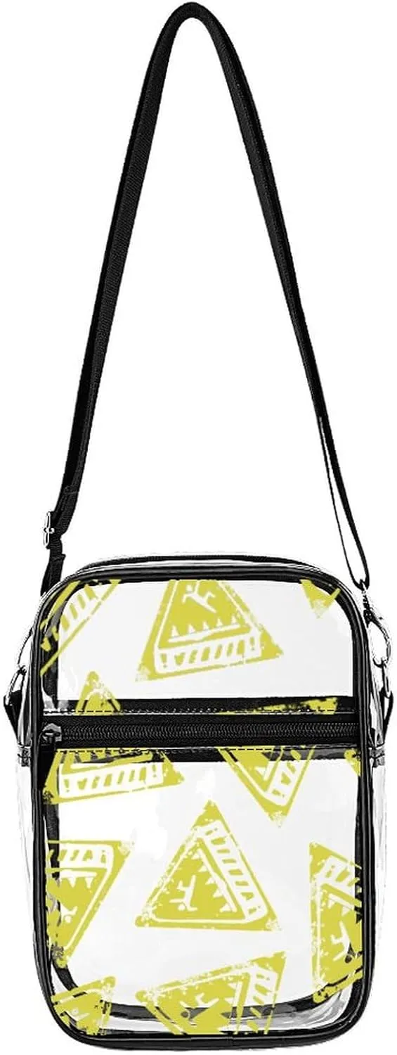 Trap Warning Clear Stadium Crossbody Bags Adjustable Strap Shoulder Purse for Women and Men