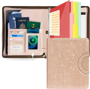 Trapper Keeper Binder Leather Business Portfolio Organizer with Zipper, Detachable 3 Ring Binder with Storage Clipboard, Fits Letter Size Paper, with Refillable Notepad, 5 Extra Folder Fivider Pages