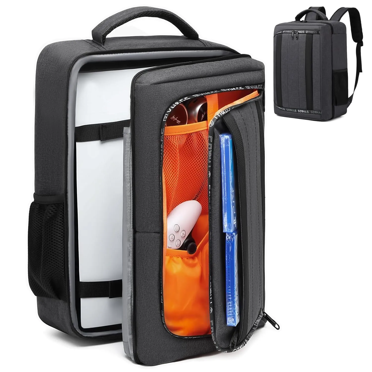 Travel Backpack for PS5, Protective Carrying Case Bag for 17.3’’ Laptop, Controllers, Game Discs and More Gaming Accessories, PS5 Carrying Case with Multiple Pockets
