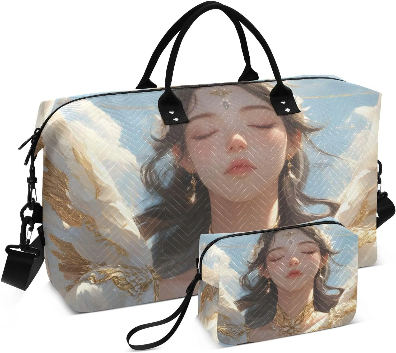 Travel Duffel Bag Angel Wings, Gym Bags with Multiple Interior Pockets for Men Women Toiletry Purse Included 20.5”x 1.9” x 13.8”