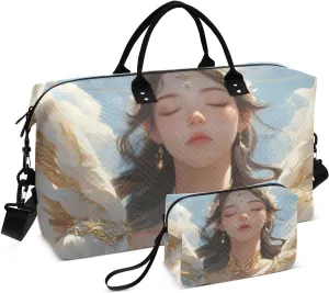 Travel Duffel Bag Angel Wings, Gym Bags with Multiple Interior Pockets for Men Women Toiletry Purse Included 20.5”x 1.9” x 13.8”