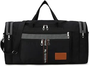 Travel Duffel Bags Canvas Men Travel Bag Large Capacity Travel Handbags Portable Outdoor Carry Luggage Bags Women Weekend Duffle Bags(Black)