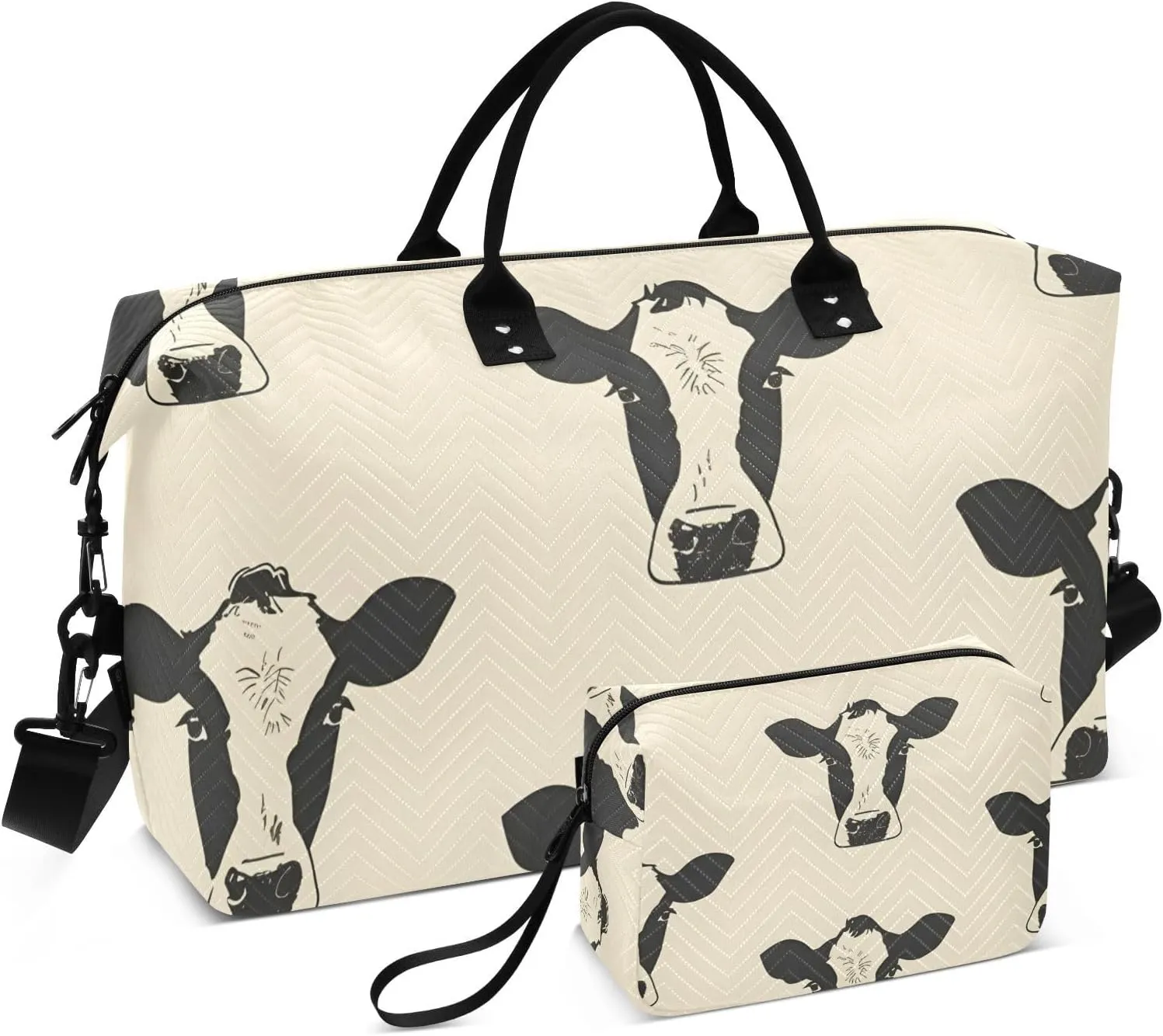 Travel Duffle Bag Gym Bag, Cows Print Weekender Bags for Women with Toiletry Bag Travel Tote Bag Swim Bag