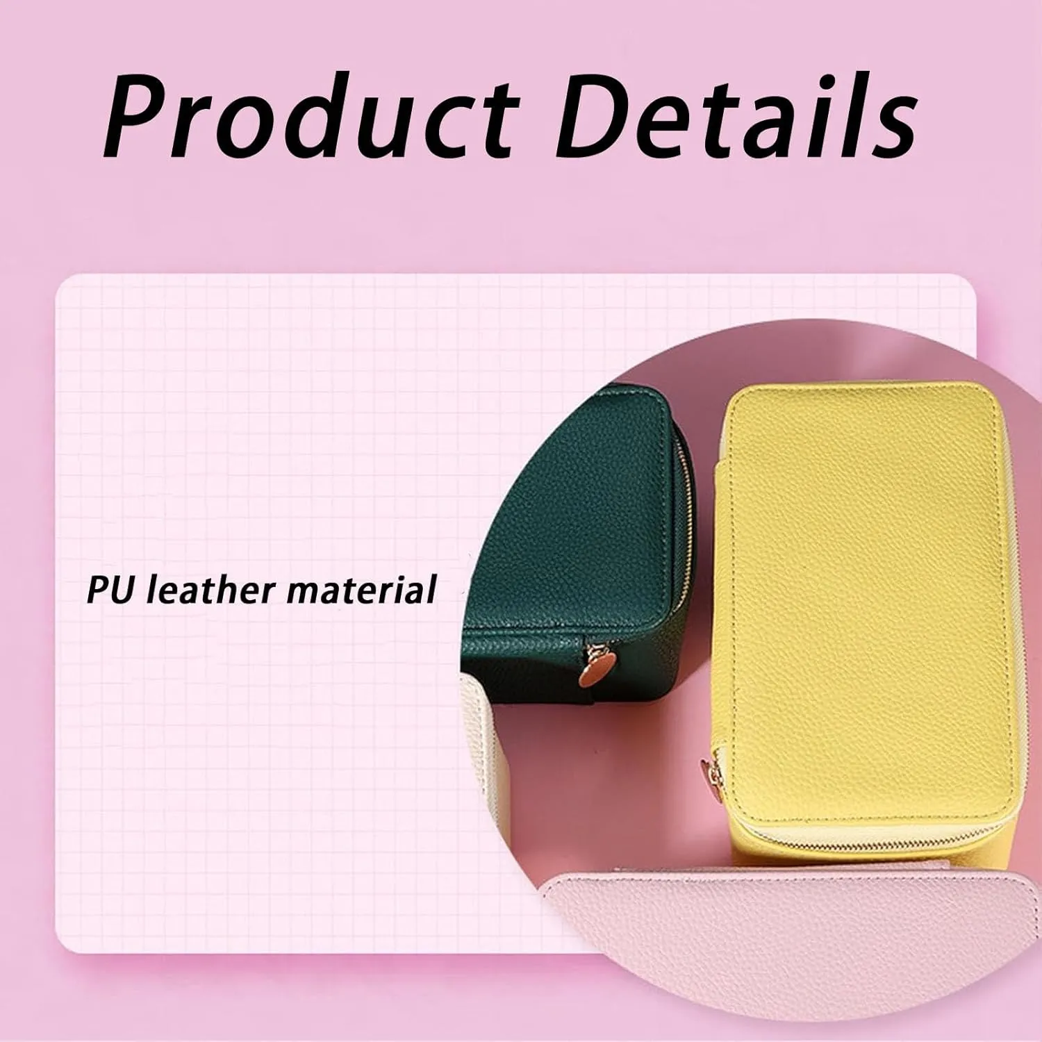Travel Jewelry Box With Small Pouches, Portable Storage Case With 12/8 Bags, Leather Waterproof Organizer for Necklaces, Bracelets, Earrings, Studs, Rings (Pink with 12 Small Pouches)