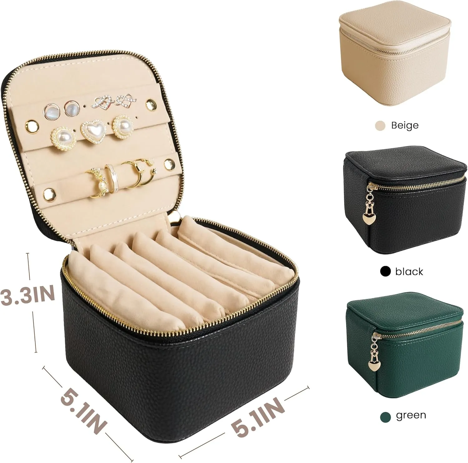 Travel Jewelry Case, Small Travel Jewelry Box with 6 Velvet Jewelry Bag Mini Pouch, Portable Travel Jewelry Organizer for Rings Earrings Necklaces, Beauty Gifts for Women Girls (Black)