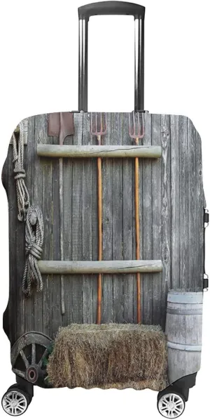Travel Luggage Cover, Agriculture Luggage Cover Suitcase Protector, Western Wooden Barn, Fits 22-24 Inch Luggage, Travel Summer Beach Holiday, Multy