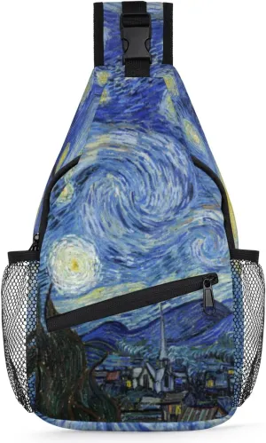 Travel Sling Bag for Women & Men, Starry Night Art Small Crossbody Sling Bag, Fanny Pack Crossbody Cross Body Bag Shoulder Casual Daypack Backpacks for Traveling Hiking