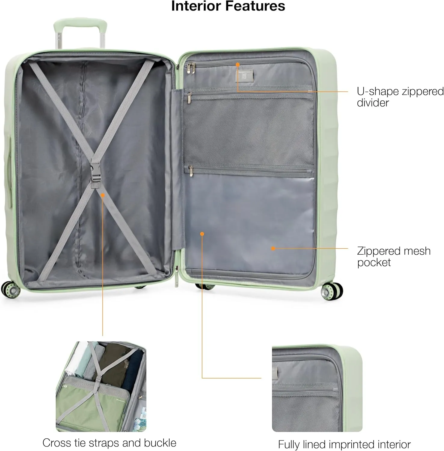 Traveler's Choice Elm Expandable Spinner Luggage Set, Glossy Mint, 21" Carry-On