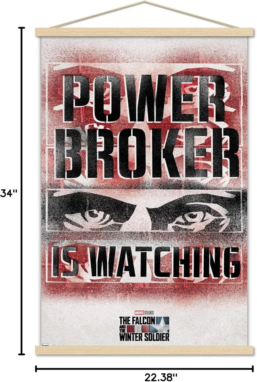 Trends International Marvel Falcon and Winter Soldier-Power Broker Watching 2 Wall Poster with Magnetic Frame, 22.375" x 34", Premium Print and Beechwood Hanger Bundle