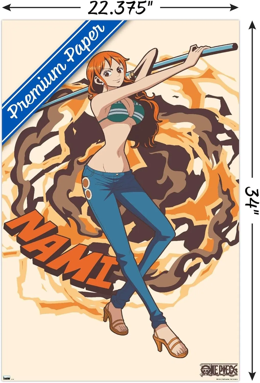 Trends International One Piece: Fishman Island - Nami Staff Wall Poster, 34L x 22.4W, Premium Poster & Clip Bundle