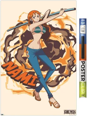 Trends International One Piece: Fishman Island - Nami Staff Wall Poster, 34L x 22.4W, Premium Poster & Clip Bundle