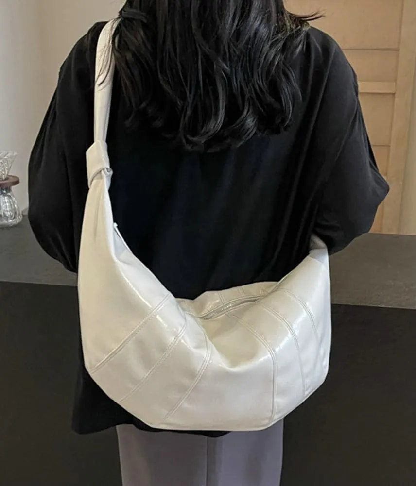 Trendy Crossbody Bag for Women Soft Vegan Leather Shoulder Tote Bag Large Dumpling Handbag Top Handle Satchel