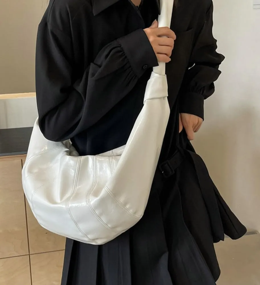 Trendy Crossbody Bag for Women Soft Vegan Leather Shoulder Tote Bag Large Dumpling Handbag Top Handle Satchel