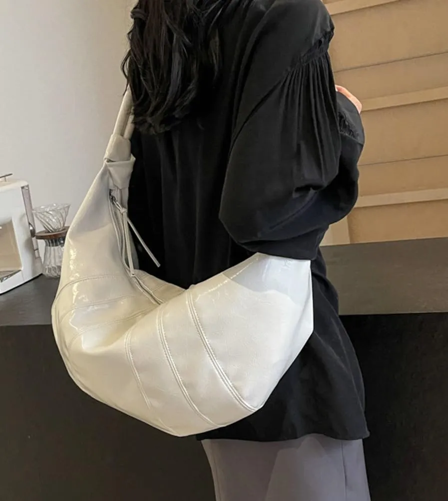 Trendy Crossbody Bag for Women Soft Vegan Leather Shoulder Tote Bag Large Dumpling Handbag Top Handle Satchel