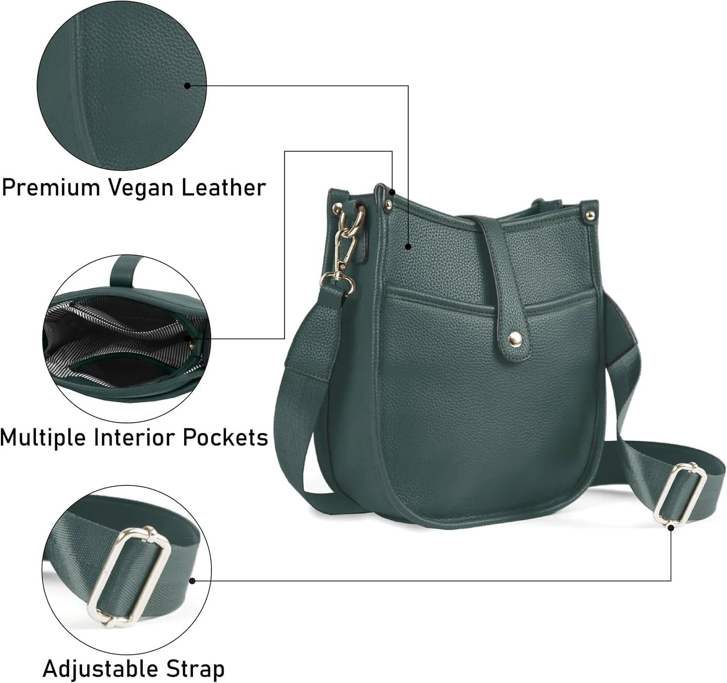 Trendy Hobo Crossbody Handbag with Adjustable Straps - Vegan Leather Designer Purses
