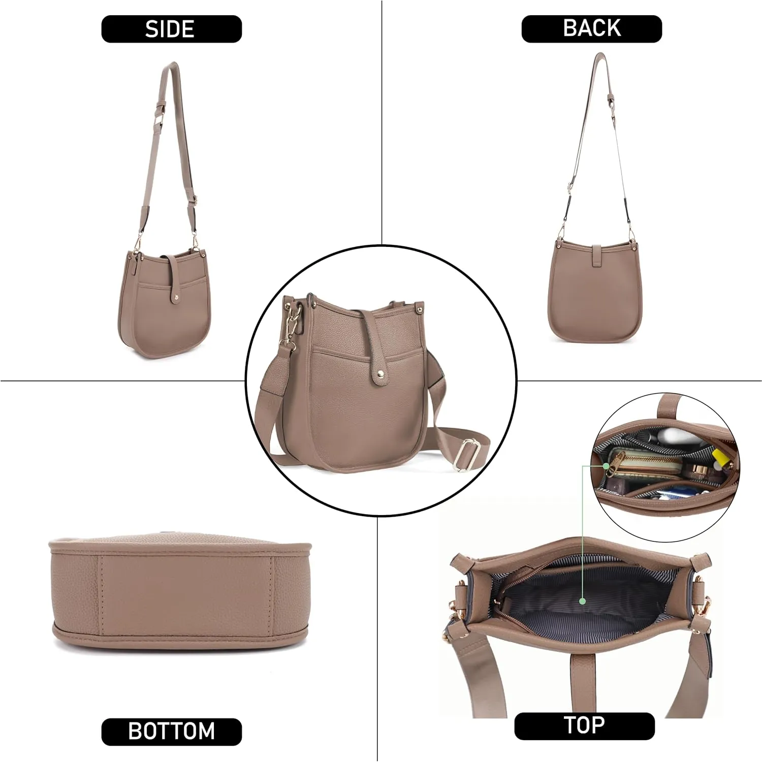 Trendy Hobo Crossbody Handbag with Adjustable Straps - Vegan Leather Designer Purses