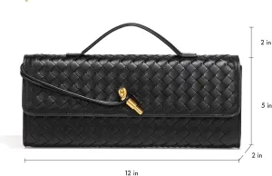 Trendy Woven Evening Crossbody Bags for Women. Shoulder Bag for Women. (Black)