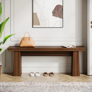 Tribesigns Wooden Entryway Bench, 47-Inch Wood Dining Table Bench with Sturdy Frame for Dining Room Bedroom Living Room Hallway Kitchen, Easy Assembly (Walnut)