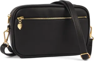 Triple Zip Small Crossbody Bag for women Pu Leather Purses Small Shoulder Handbag
