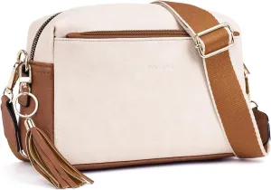 Triple Zip Small Crossbody Bag for women,Wide Strap Cell Phone Purse Shoulder Handbag Wallet with Credit Card Slots
