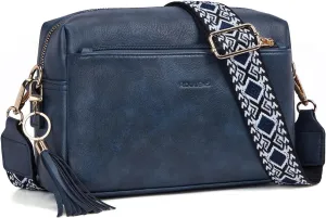 Triple Zip Small Crossbody Bag for women,Wide Strap Cell Phone Purse Shoulder Handbag Wallet with Credit Card Slots