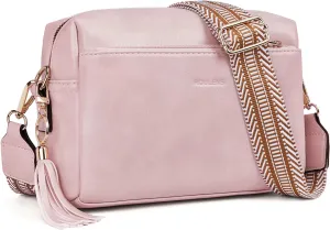 Triple Zip Small Crossbody Bag for women,Wide Strap Cell Phone Purse Shoulder Handbag Wallet with Credit Card Slots