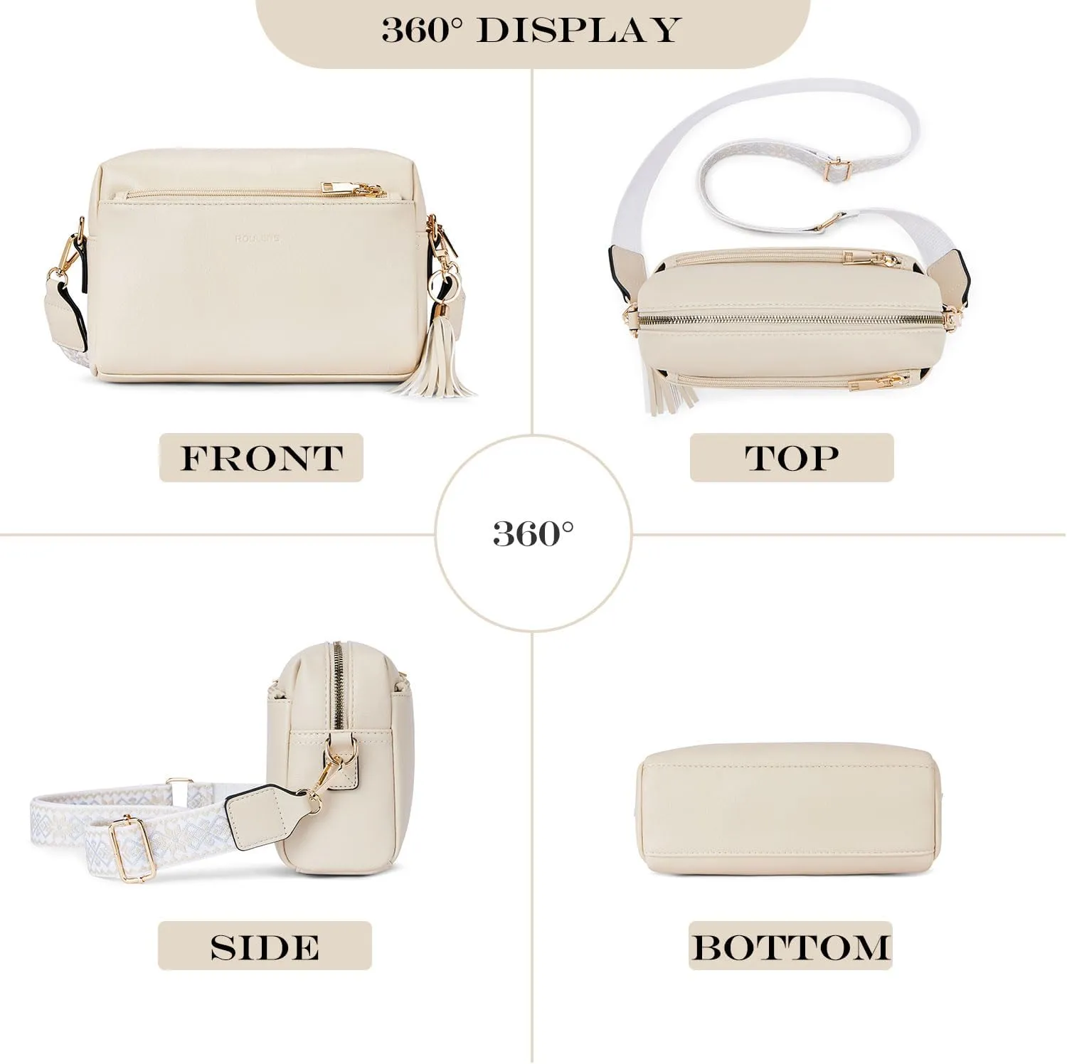 Triple Zip Small Crossbody Bag for women,Wide Strap Cell Phone Purse Shoulder Handbag Wallet with Credit Card Slots