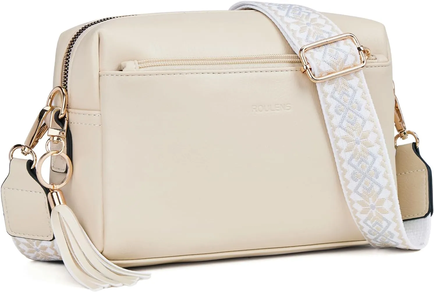 Triple Zip Small Crossbody Bag for women,Wide Strap Cell Phone Purse Shoulder Handbag Wallet with Credit Card Slots
