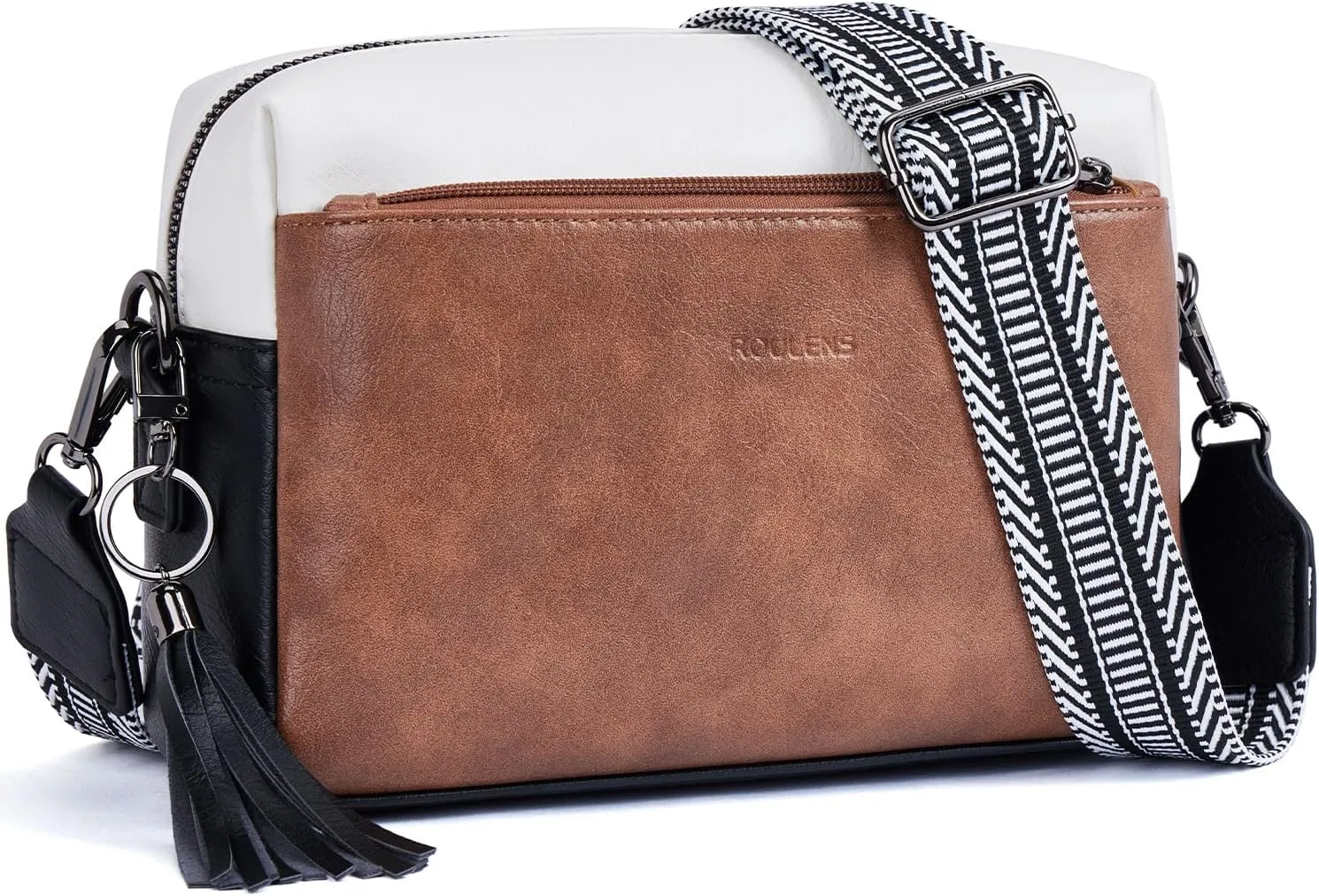 Triple Zip Small Crossbody Bag for women,Wide Strap Cell Phone Purse Shoulder Handbag Wallet with Credit Card Slots