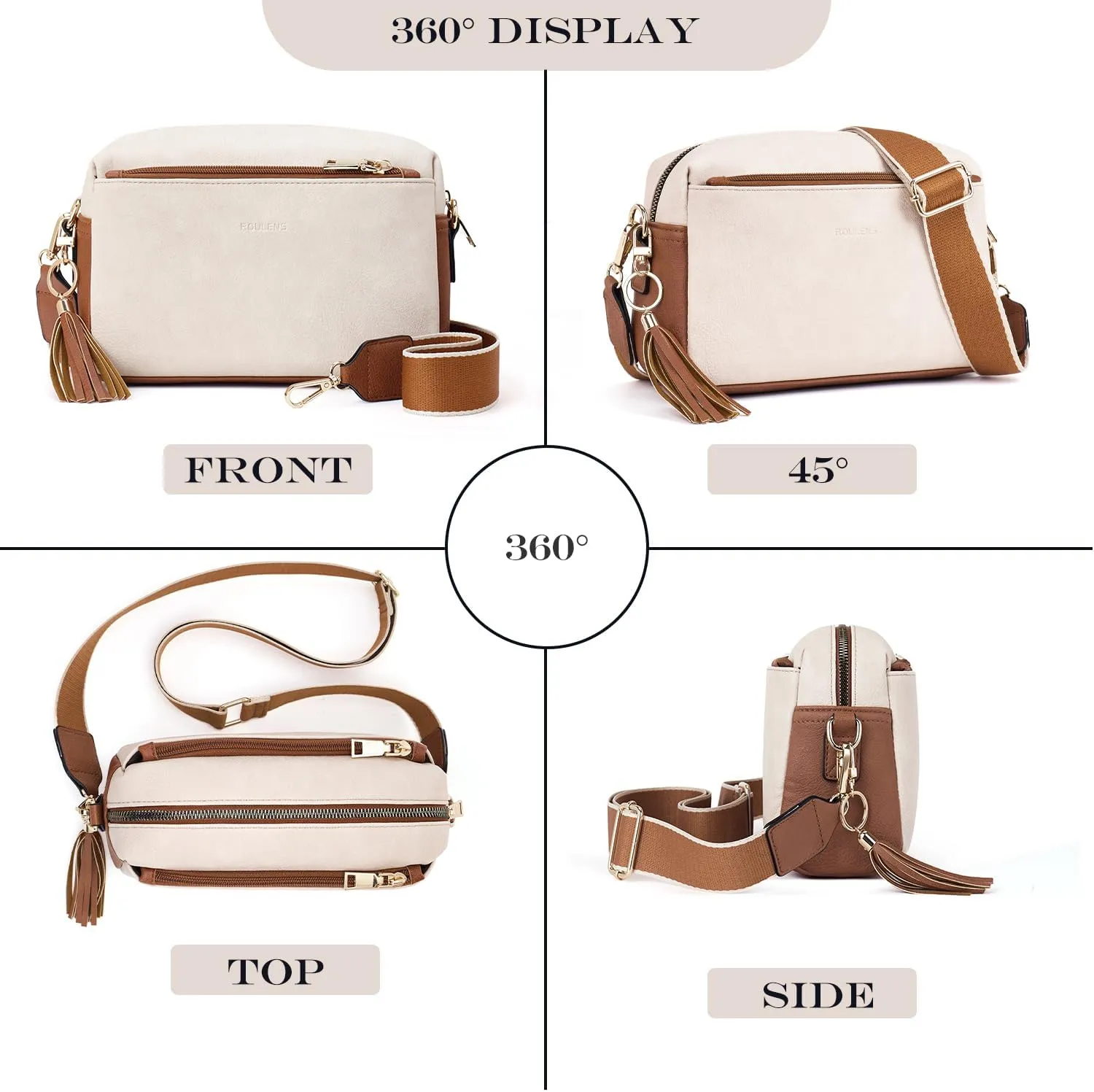 Triple Zip Small Crossbody Bag for women,Wide Strap Cell Phone Purse Shoulder Handbag Wallet with Credit Card Slots