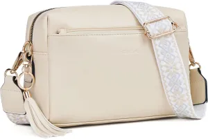 Triple Zip Small Crossbody Bag for women,Wide Strap Cell Phone Purse Shoulder Handbag Wallet with Credit Card Slots