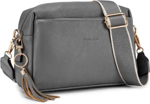 Triple Zip Small Crossbody Bag for women,Wide Strap Cell Phone Purse Shoulder Handbag Wallet with Credit Card Slots