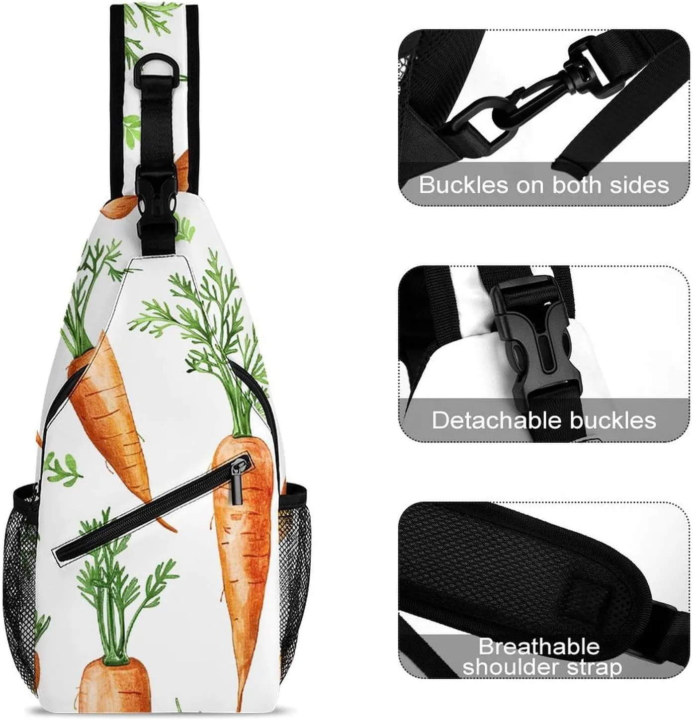 Truck Creative Pattern Sling Bag Lightweight Crossbody Chest Pack Travel Shoulder Bag with Adjustable Strap
