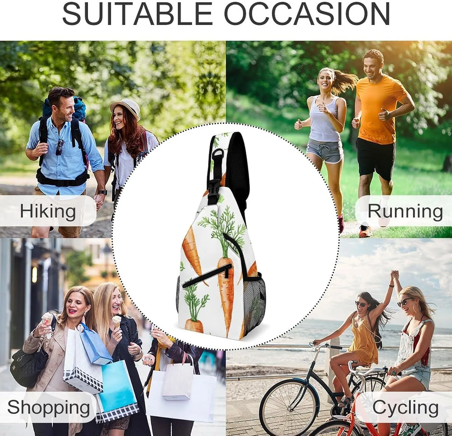 Truck Creative Pattern Sling Bag Lightweight Crossbody Chest Pack Travel Shoulder Bag with Adjustable Strap