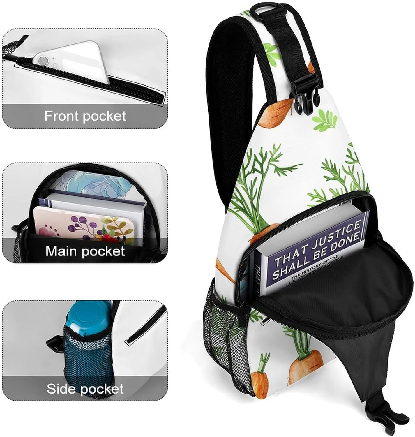 Truck Creative Pattern Sling Bag Lightweight Crossbody Chest Pack Travel Shoulder Bag with Adjustable Strap