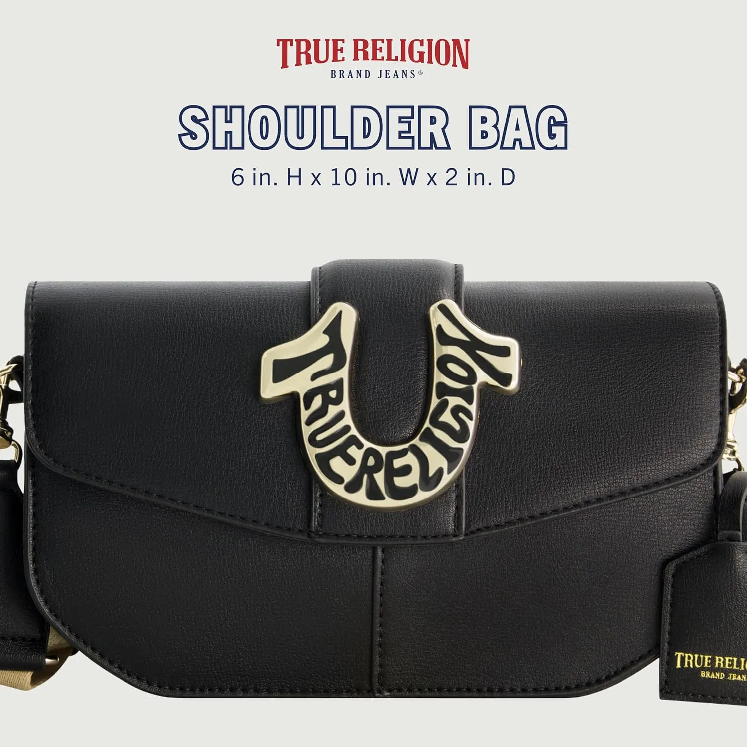 True Religion Bag, Women's Faux Leather Crossbody Purse with Adjustable Shoulder Strap