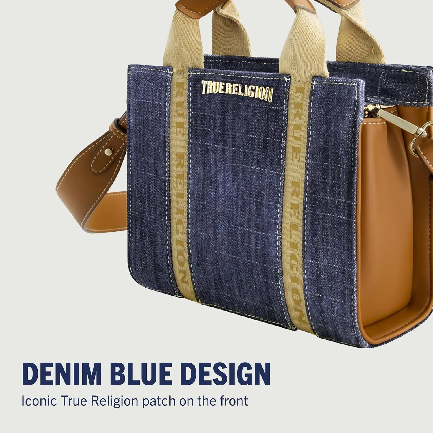 True Religion Tote Bag, Women's Mini Handbag with Adjustable Shoulder Strap