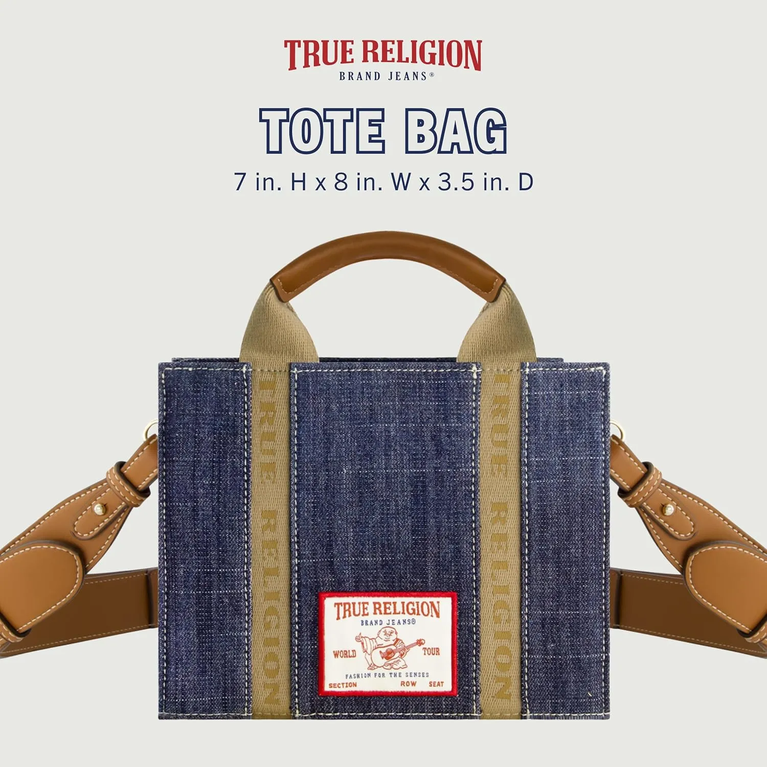 True Religion Tote Bag, Women's Mini Handbag with Adjustable Shoulder Strap
