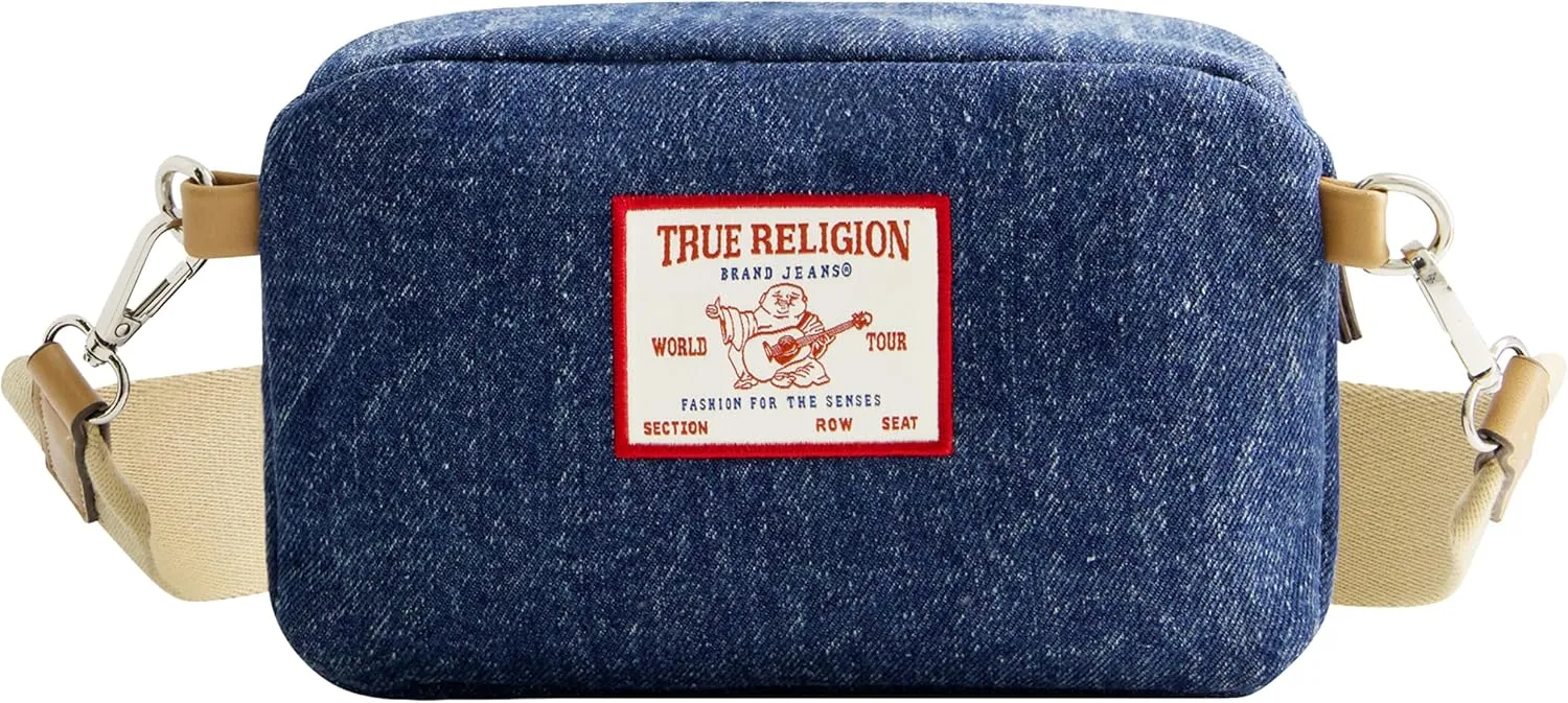 True Religion Women's Belt Bag, Denim Small Travel Crossbody Purse with Adjustable Removable Shoulder Strap
