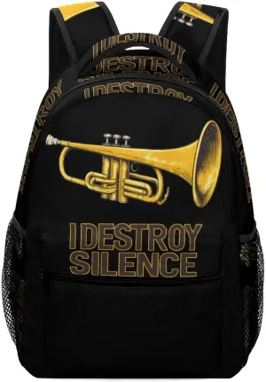 Trumpet I Destroy Silence Casual Daypack Backpack Laptop Bag Cute Unisex for Travel Business Work