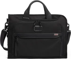 TUMI Slim Deluxe Portfolio - Ballistic Nylon Briefcase for Men & Women - Stylish Organizer Briefcase for Business & Travel - Black
