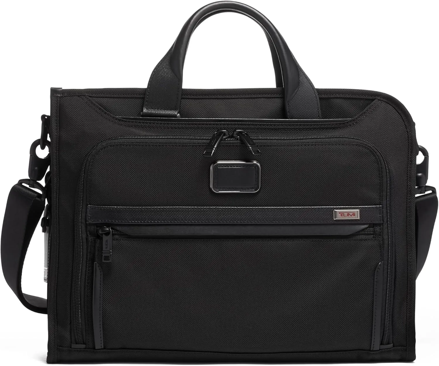 TUMI Slim Deluxe Portfolio - Ballistic Nylon Briefcase for Men & Women - Stylish Organizer Briefcase for Business & Travel - Black