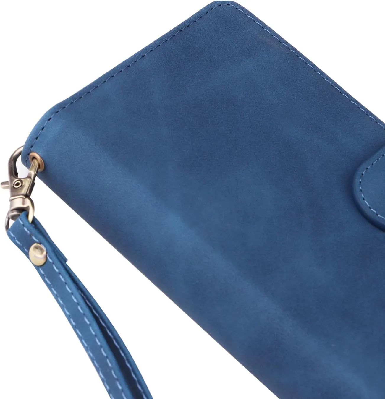 UEEBAI Wallet Case for Samsung Galaxy A53 5G, Premium Vintage PU Leather Magnetic Closure Handbag Zipper Pocket Case Kickstand Card Holder Slots with Wrist Strap TPU Shockproof Flip Cover - Blue