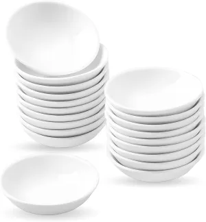 UIBFCWN Ceramic Dipping Bowls Set, 20 Pack White Bowls, 1.2 Oz Asian Sauce Dish for Ketchup, BBQ, Condiments