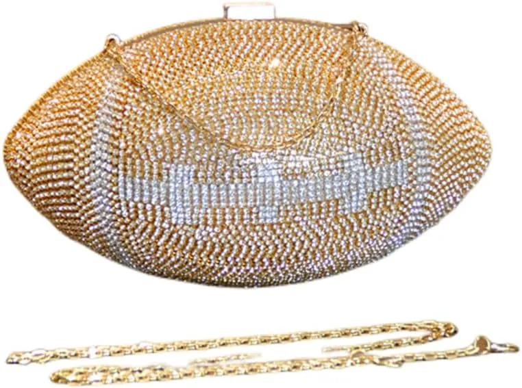 UMREN Women Basketball Shaped Cross Body Purse Rhinestone Round Ball Crystal Evening Bag Clutch Handbag for Wedding Party